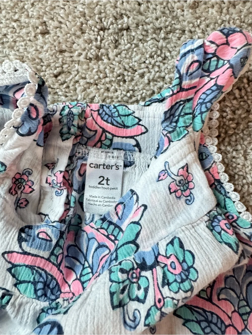Carter’s Toddler Girl Outfit Bundle Size 2T Pink Tulle Top Tuttu Denim Shorts
